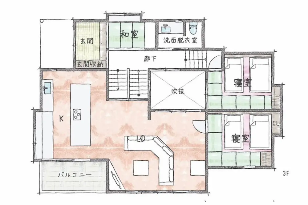 月と太陽 EN ATAMIの間取り3階