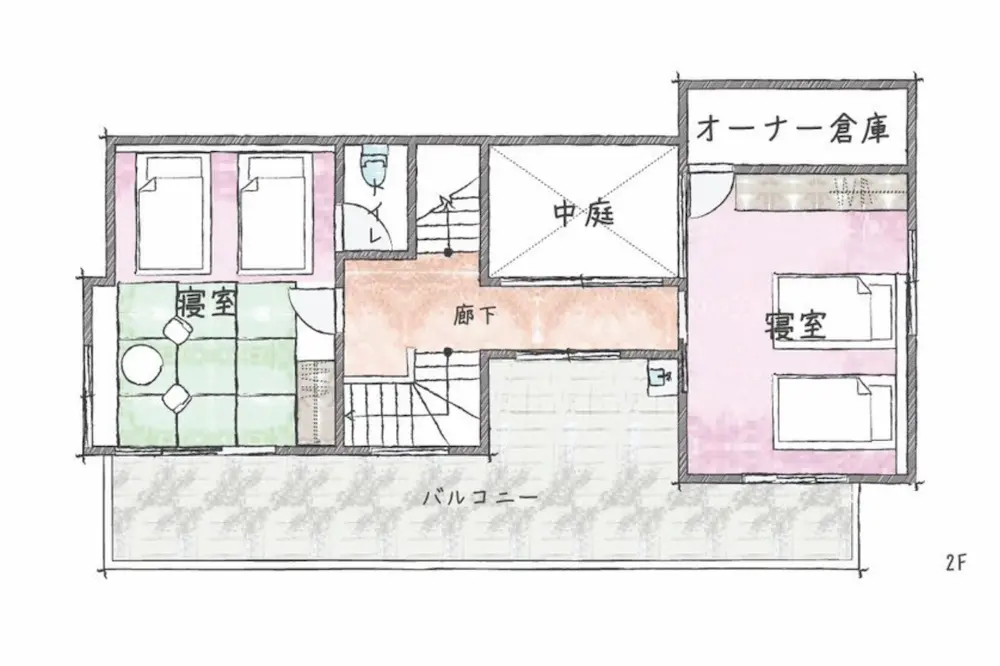 月と太陽 EN ATAMIの間取り2階